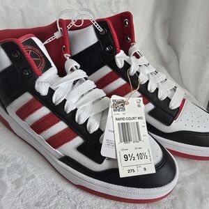 Adidas Rapid Court Mid Black White Red Sneakers